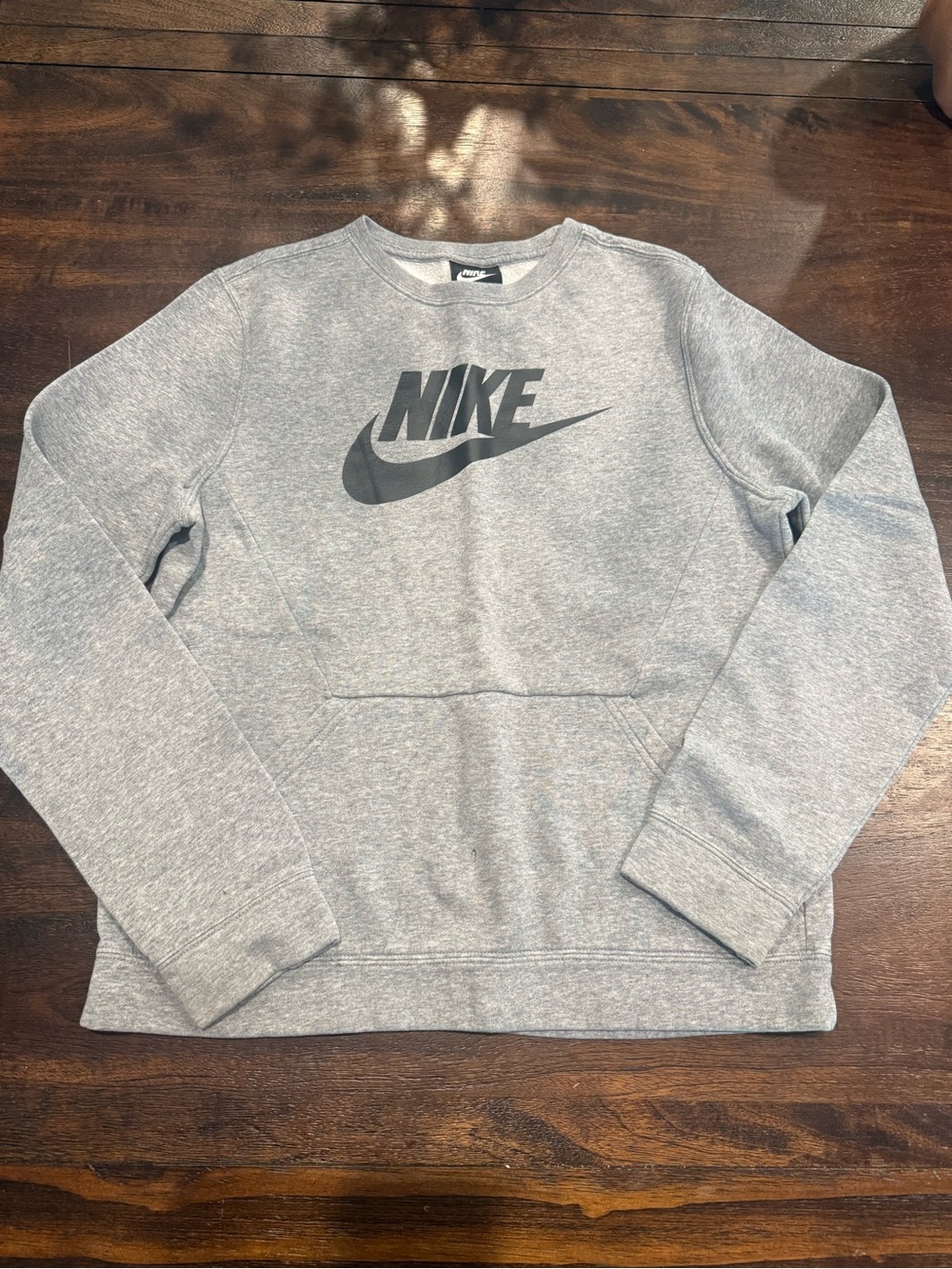Nike Light Gray Crewneck Sweatshirt with Black Logo